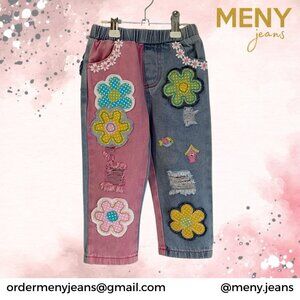 🌸 Hand-Embroidered Toddler Jeans (Size 12–18 Months) 🌸 NWT